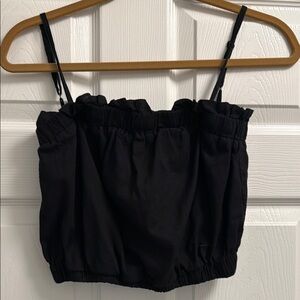 Velvet by Graham & Spencer for Anthropologie Black Ruffled Crop Top Size XS